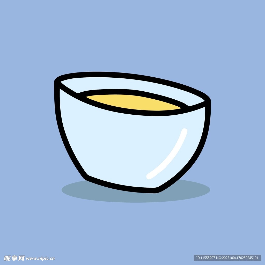 卡通风格的一碗黄色液体