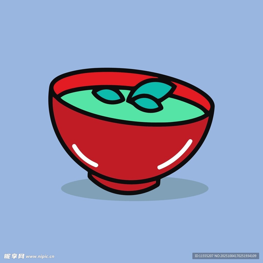 红色碗中的绿色食物