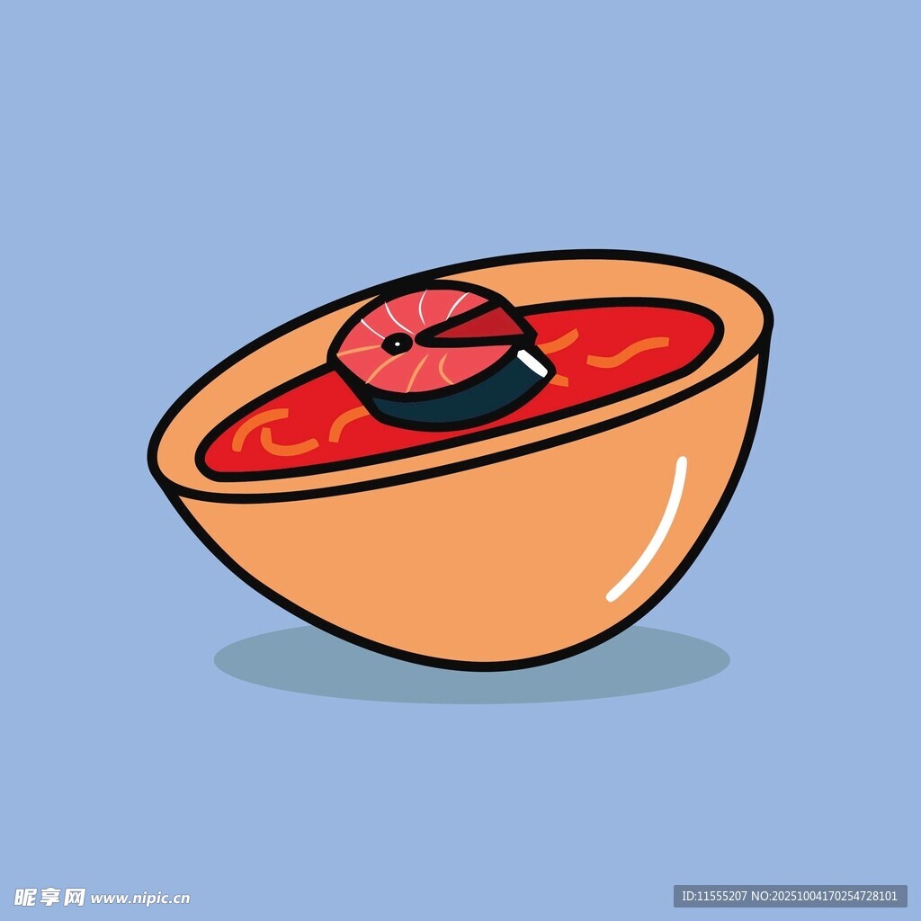 卡通风格番茄碗中寿司