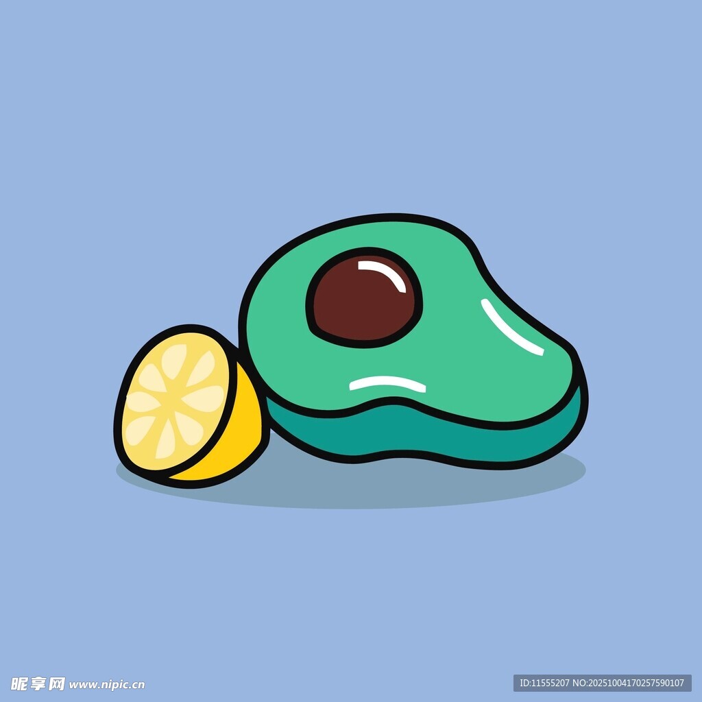 卡通牛油果与切片