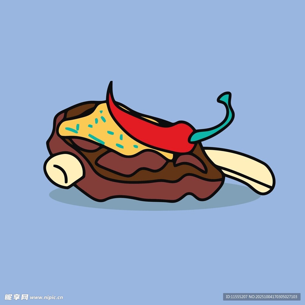 卡通风格的辣椒与肉类组合