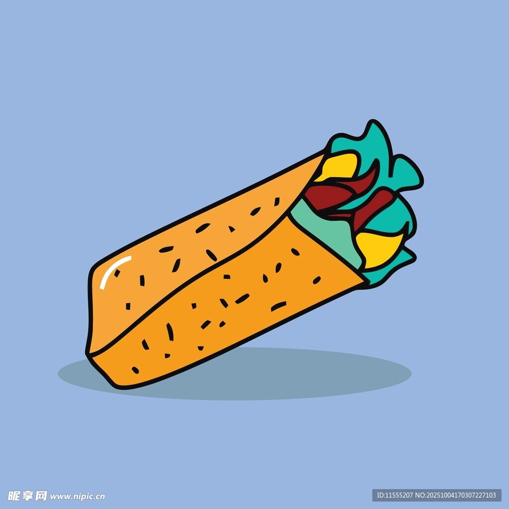 卡通风格美味墨西哥卷饼