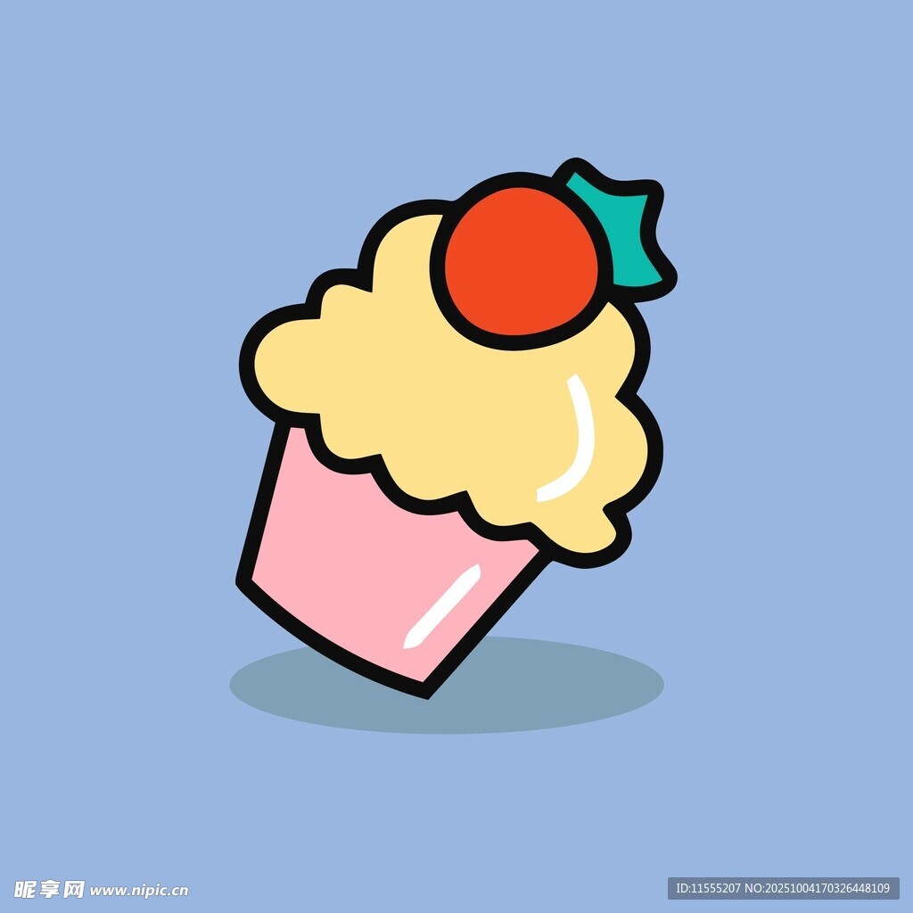 可爱草莓纸杯蛋糕插画