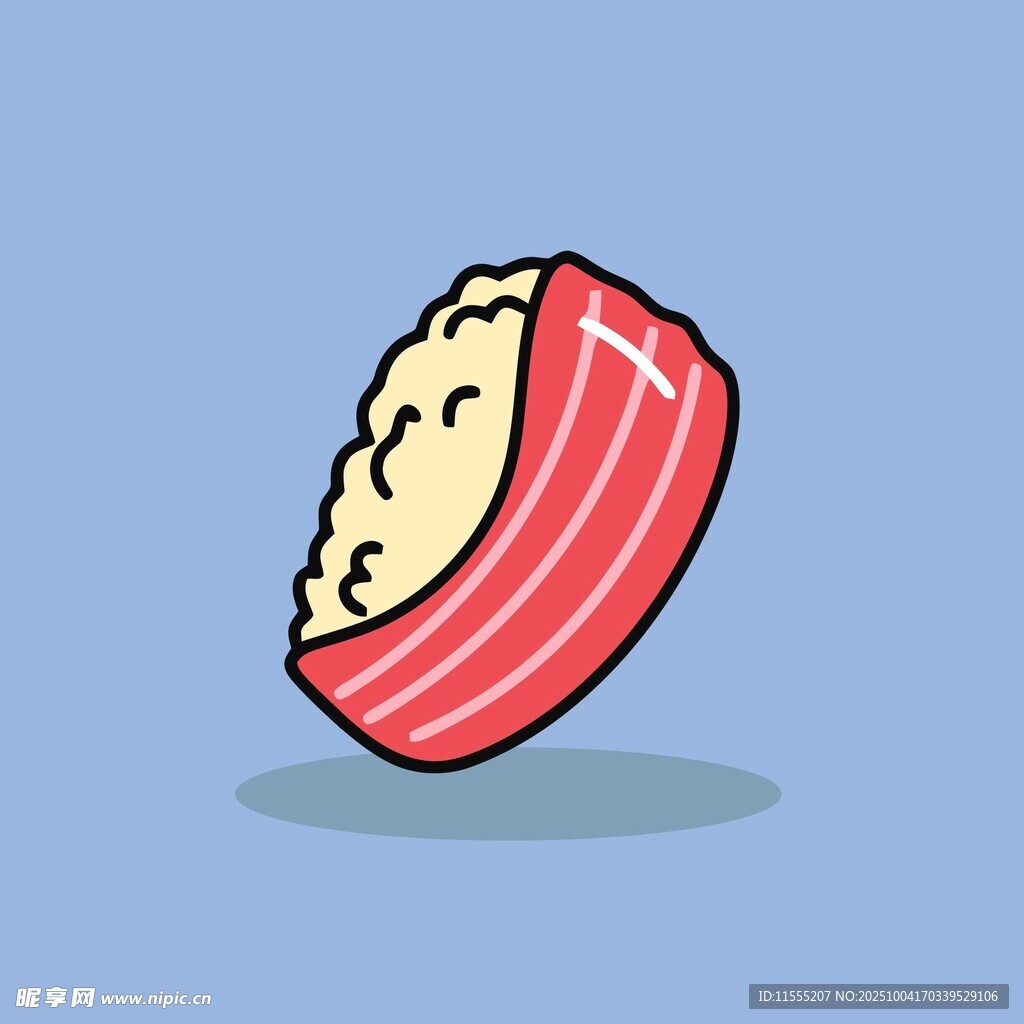 卡通风格咬过的寿司