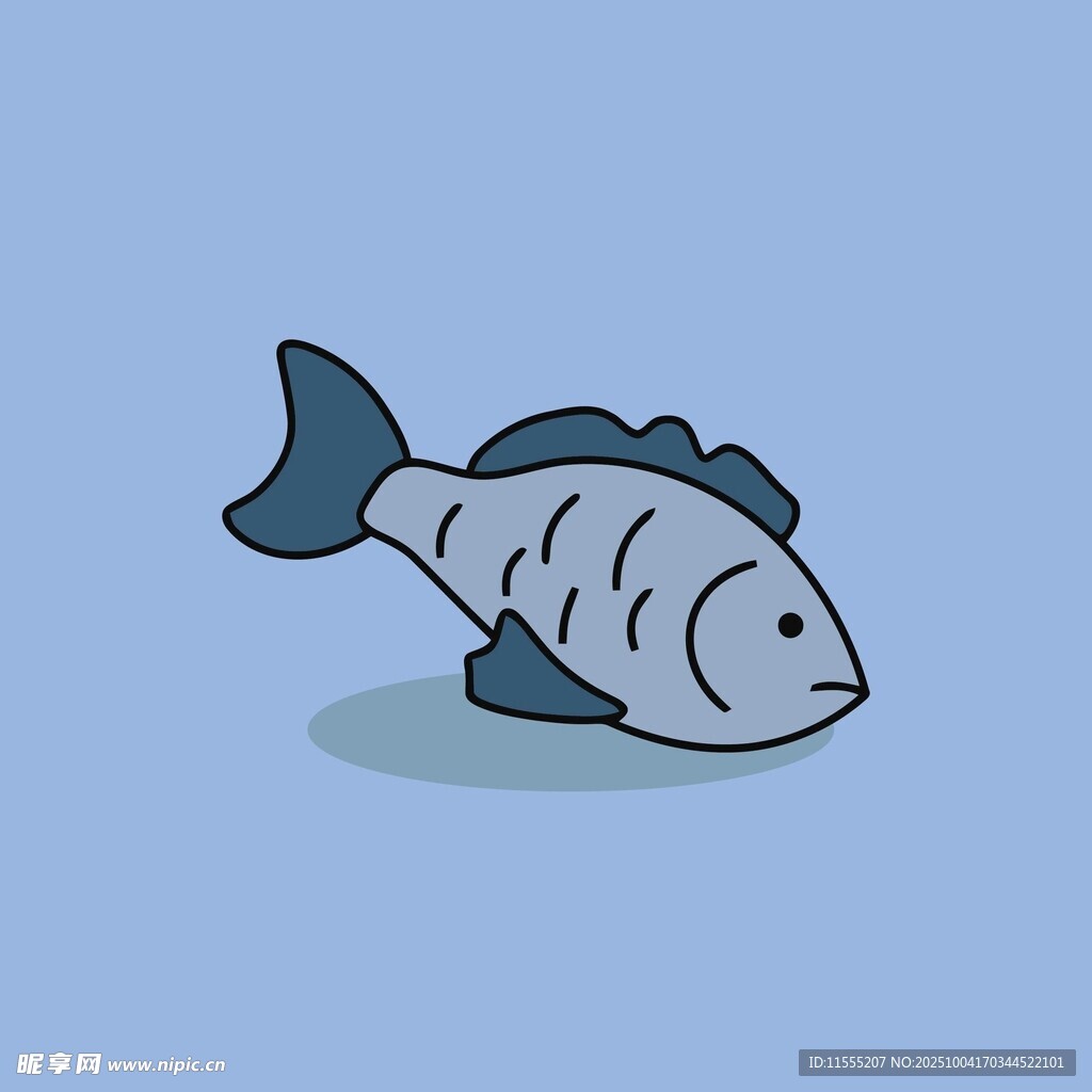 卡通风格的灰黑色小鱼