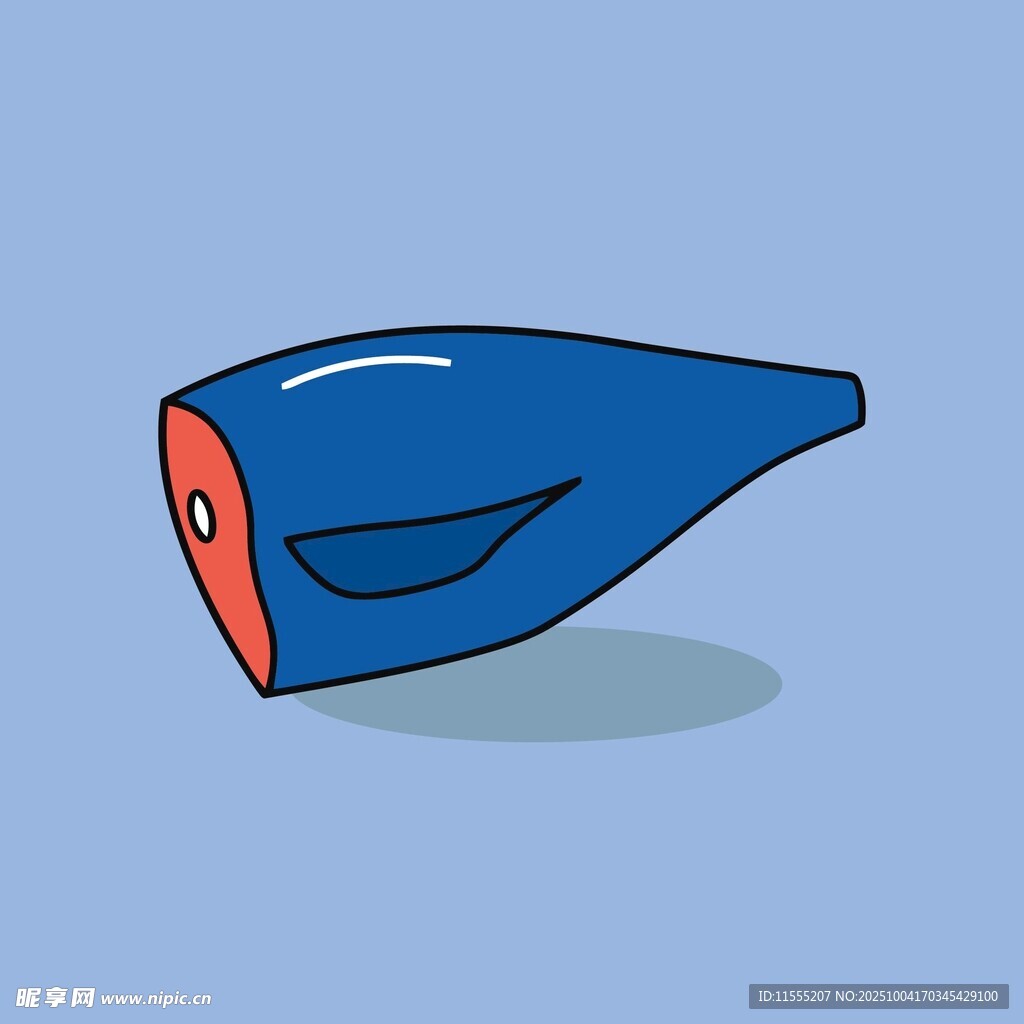 卡通风格蓝色鱼形物体