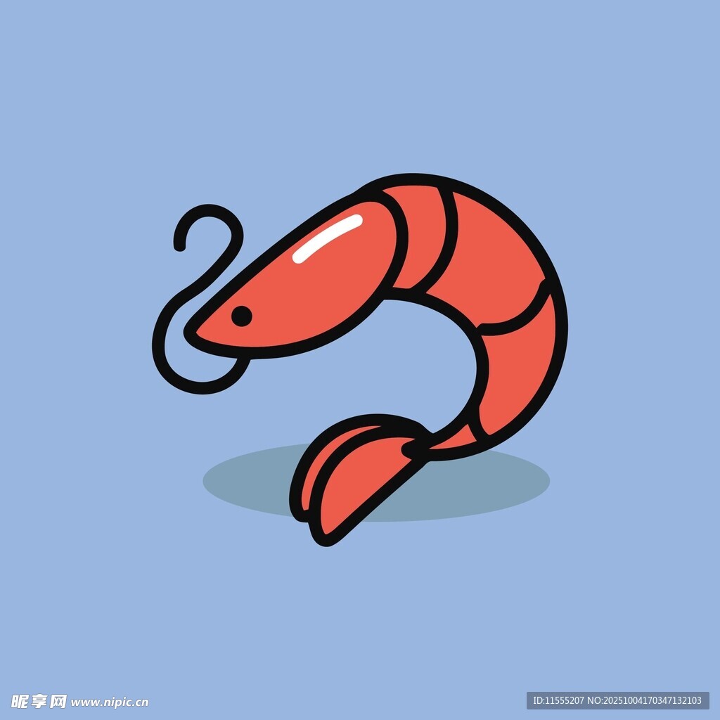 卡通红色大虾形象设计