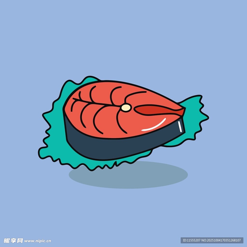 卡通风格的三文鱼切片
