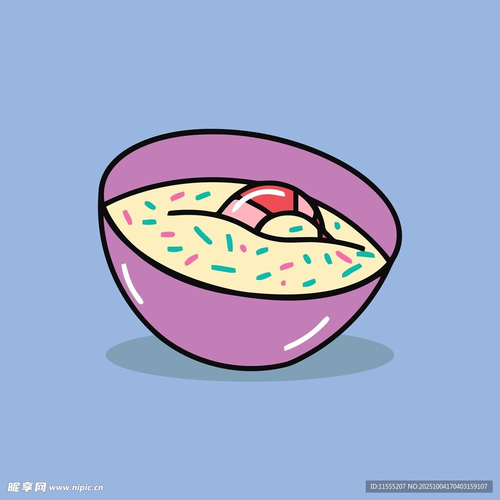 卡通风格的美味水果粥