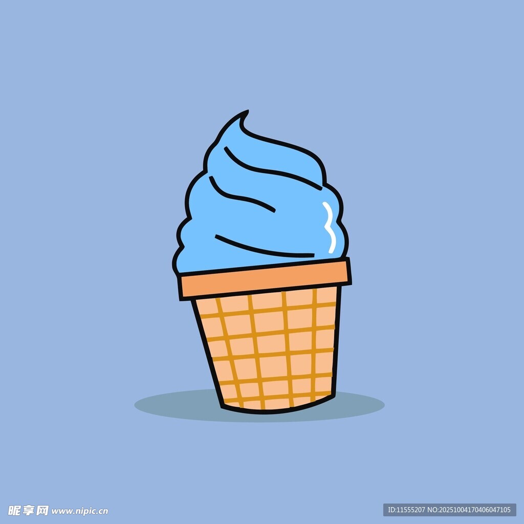 蓝色冰淇淋甜筒