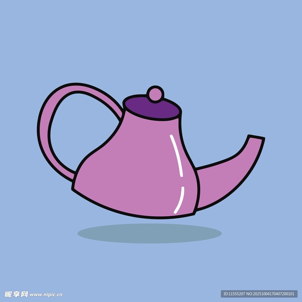 粉色卡通茶壶插画