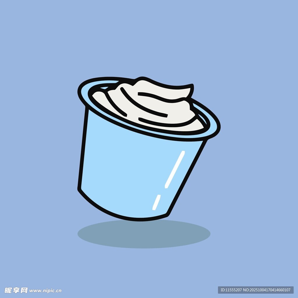 蓝色杯装奶油插画