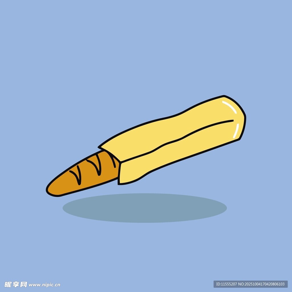 卡通风格的长条形面包