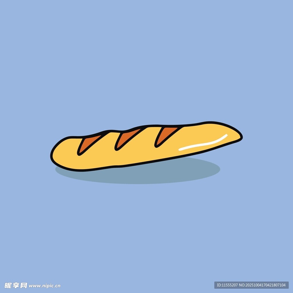 卡通风格的法式长棍面包