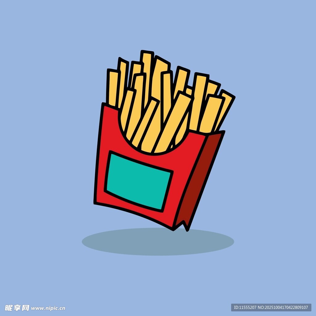卡通风格的红色薯条盒