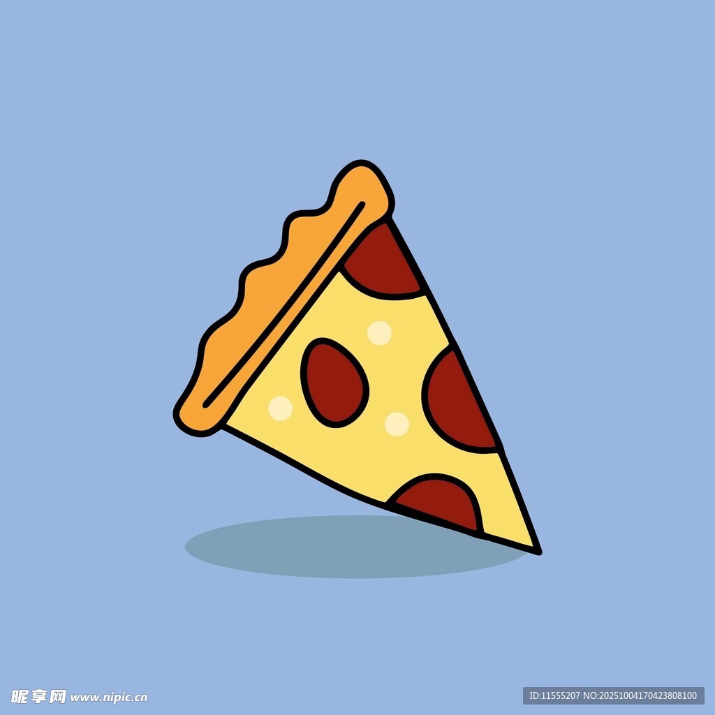卡通风格的美味披萨切片