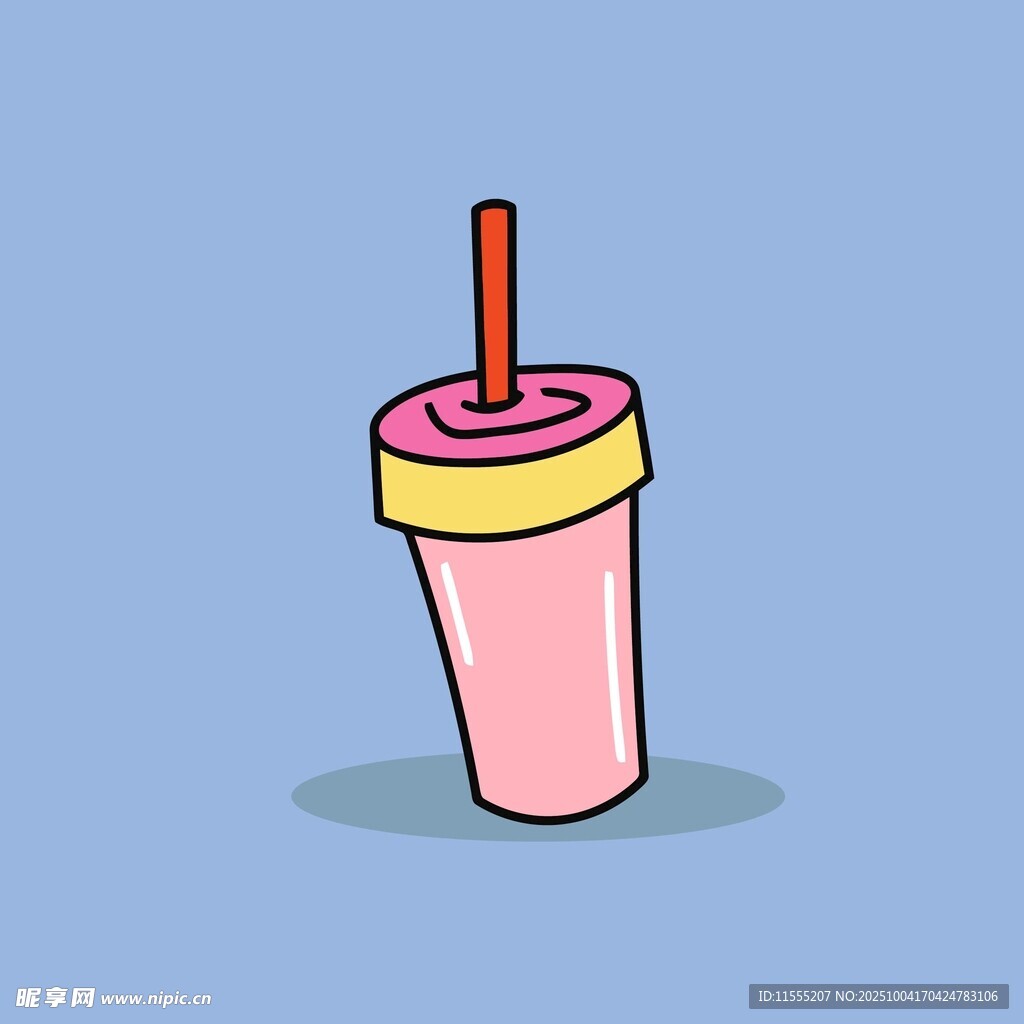 卡通粉色带吸管饮料杯