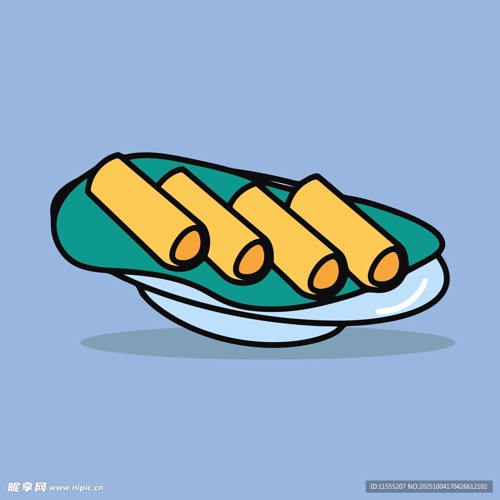 卡通风格的美味春卷