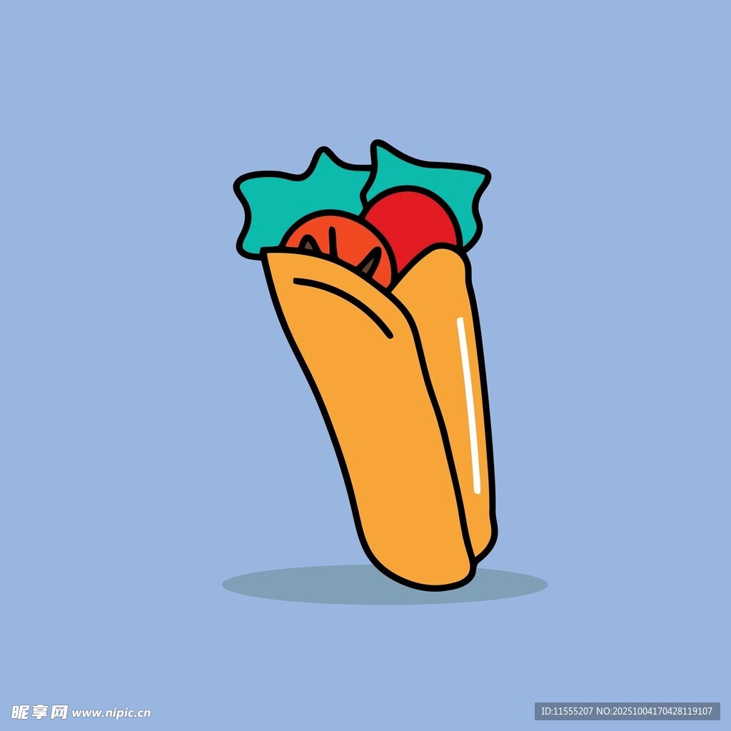 卡通风格美味墨西哥卷饼