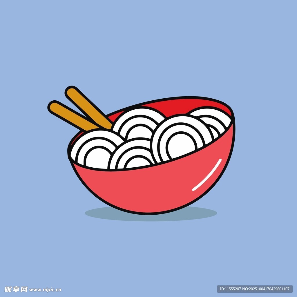卡通风格的一碗面条