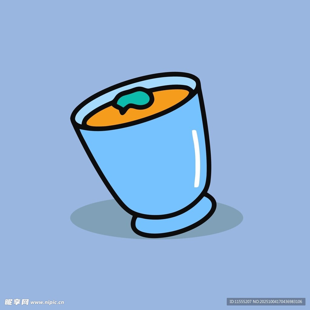 蓝色杯子装着橙色饮品