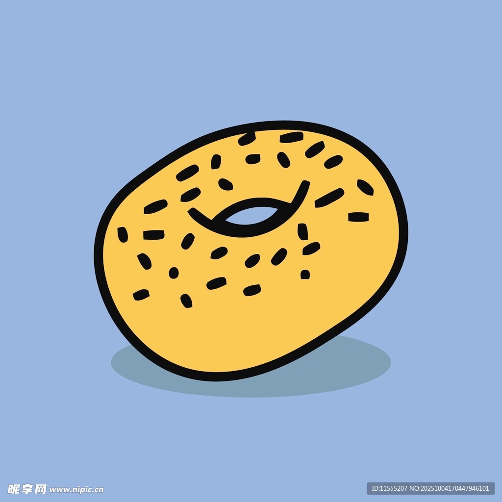 卡通风格的黄色甜甜圈