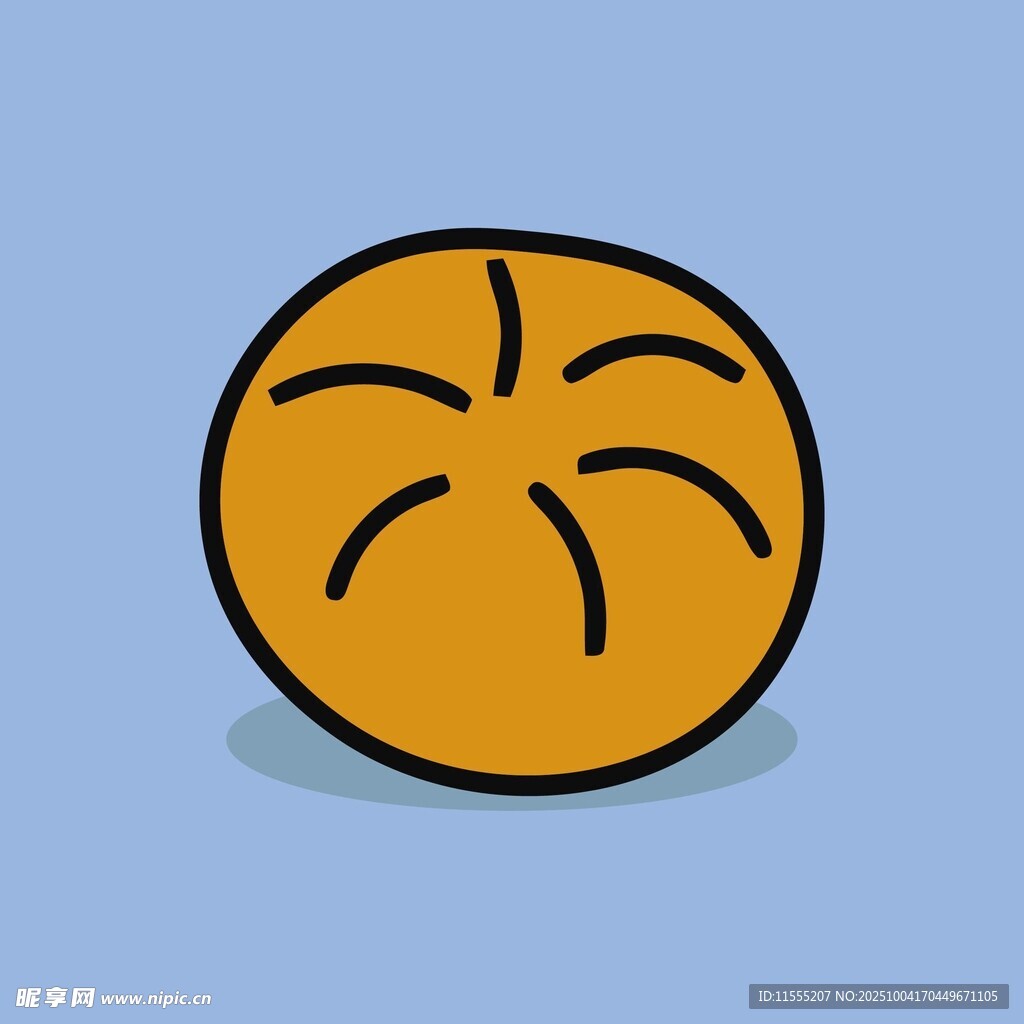 卡通风格的圆形黄色面包