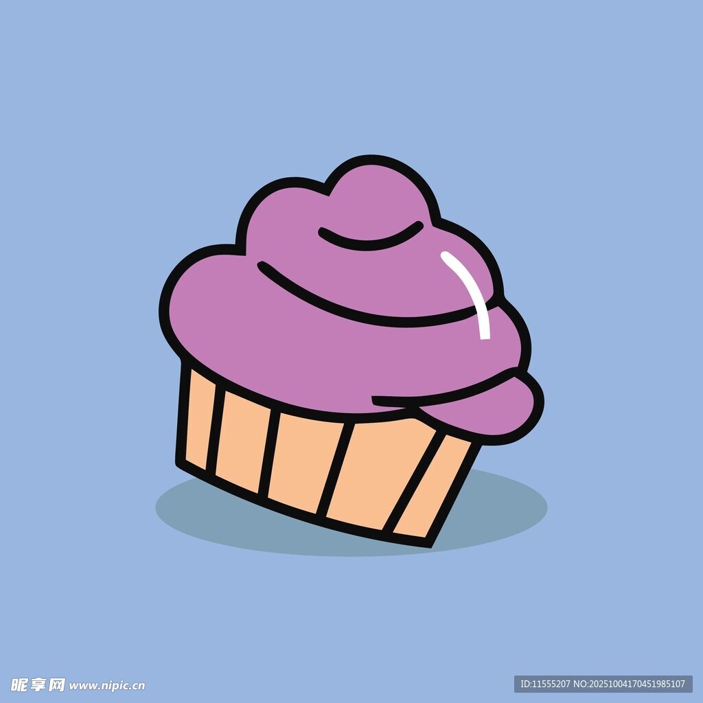 紫色卡通纸杯蛋糕