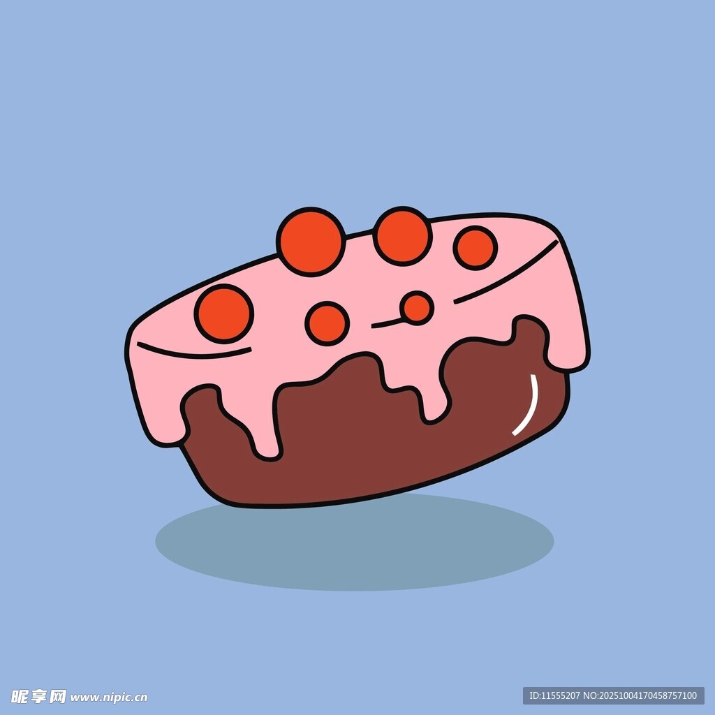 卡通风格美味草莓巧克力蛋糕