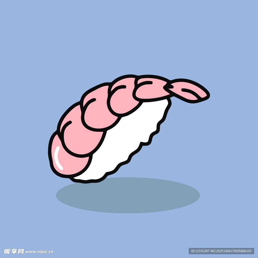 卡通风格的鲜虾寿司