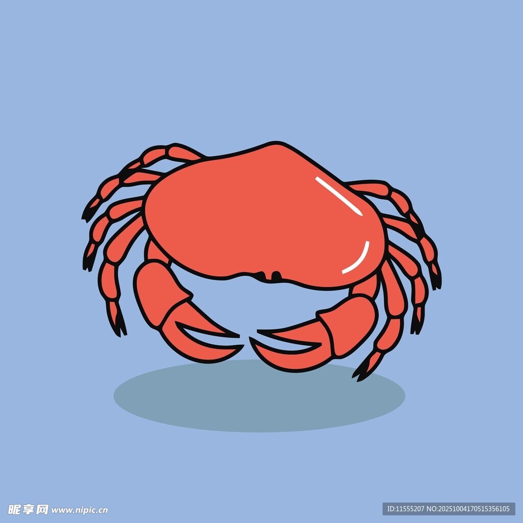 卡通红螃蟹形象展示