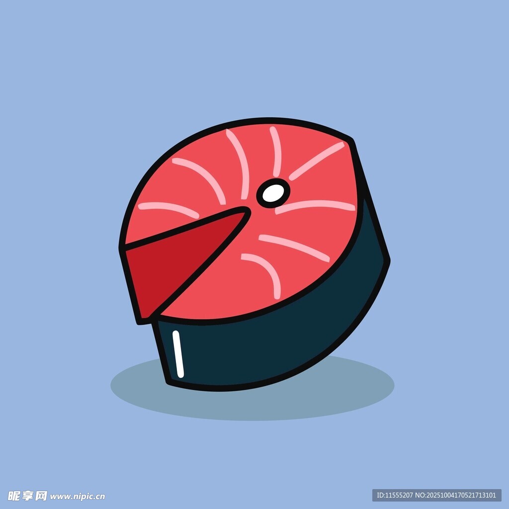 卡通风格的美味三文鱼切片