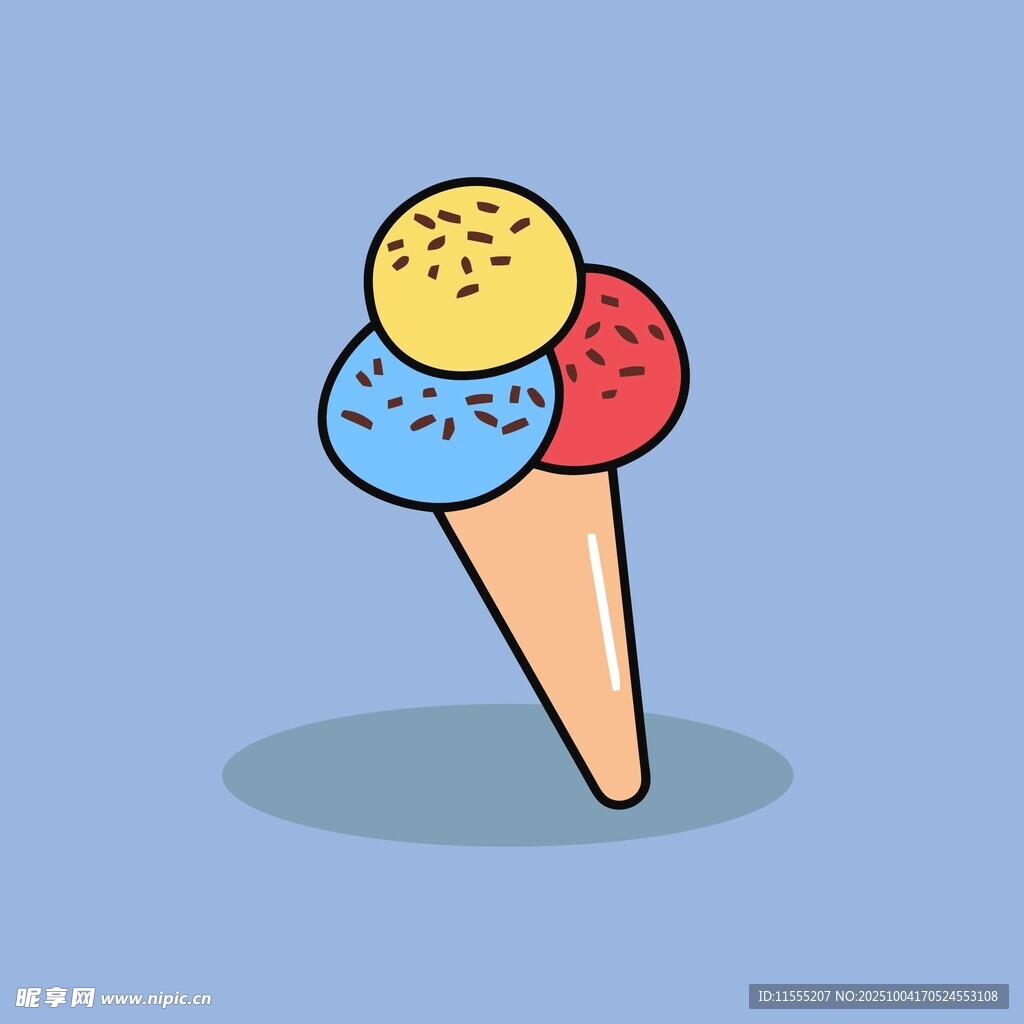 三色冰淇淋甜筒