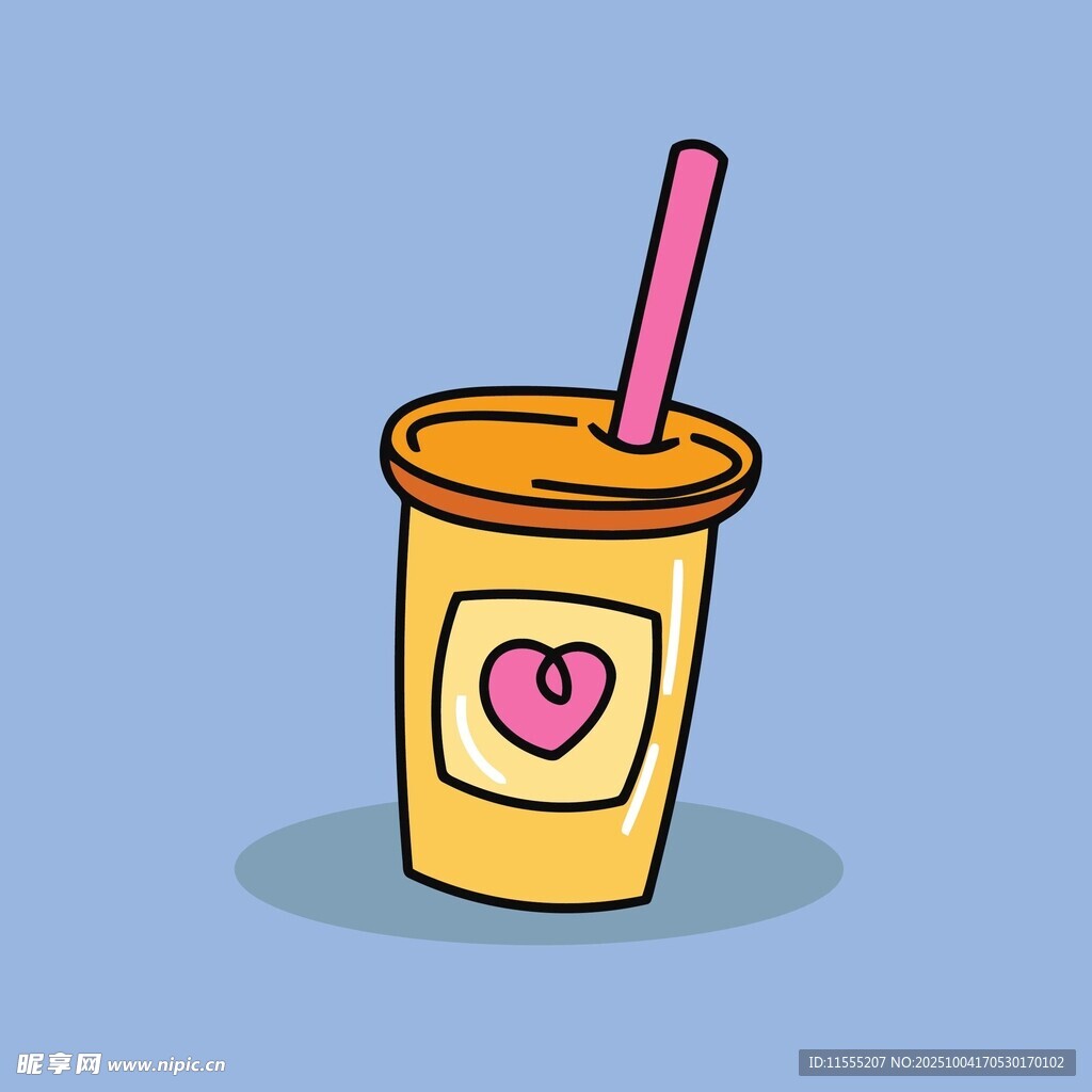 可爱卡通爱心图案饮料杯