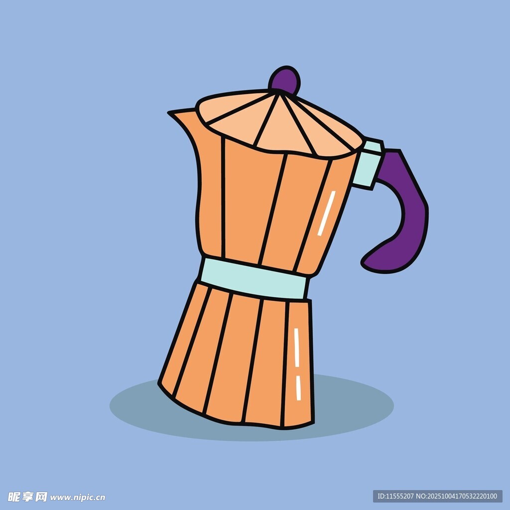 卡通风格橙色摩卡壶