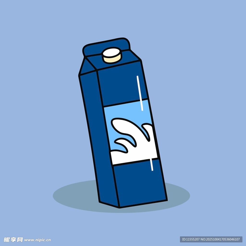 蓝色牛奶盒插画
