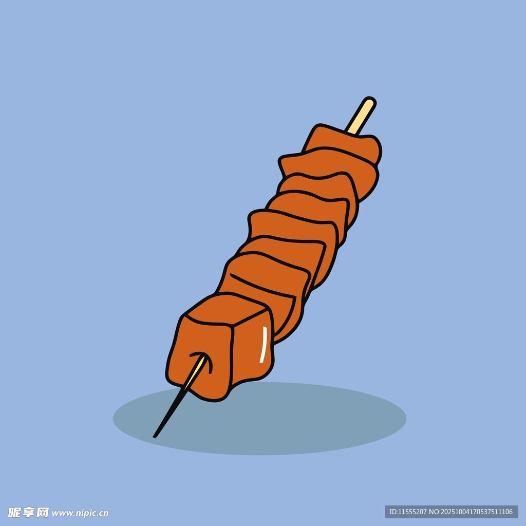卡通风格烤肉串插画