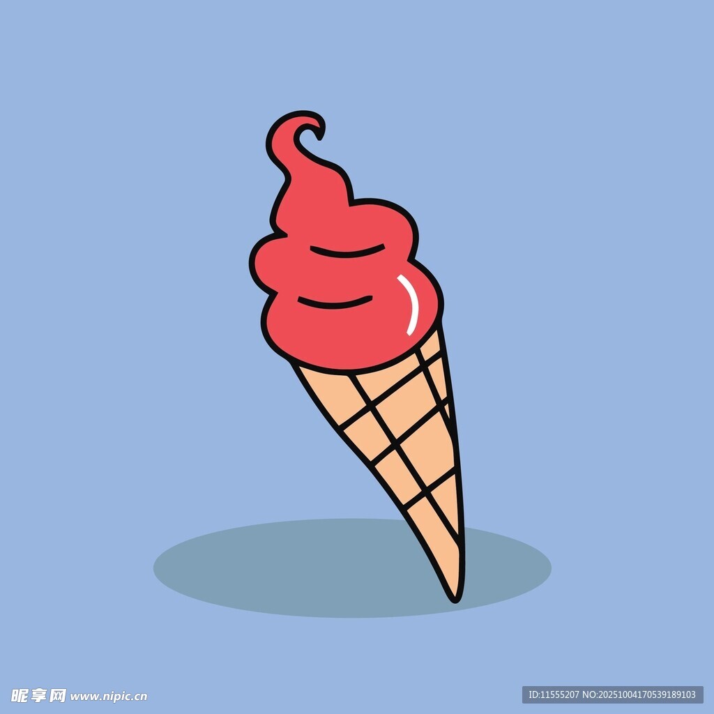 可爱红色冰淇淋插画