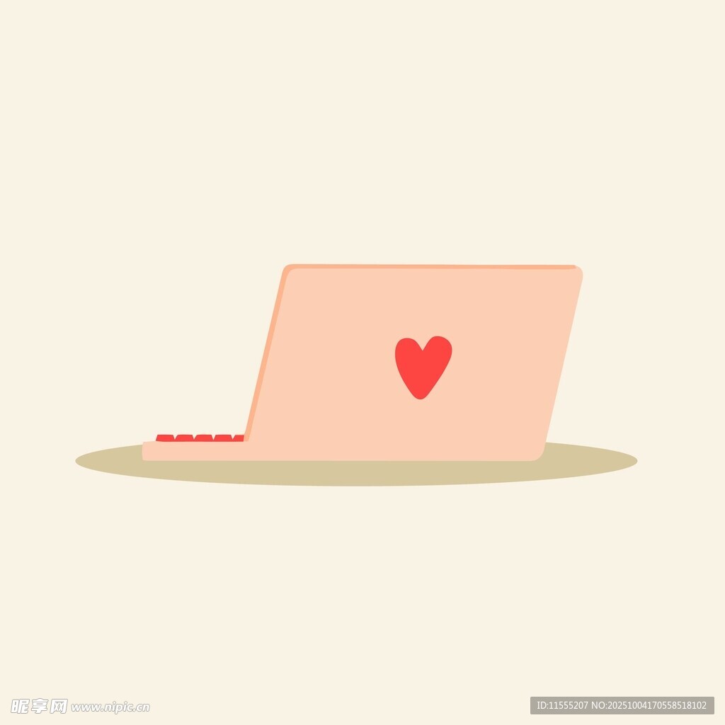 带爱心图案的粉色笔记本电脑