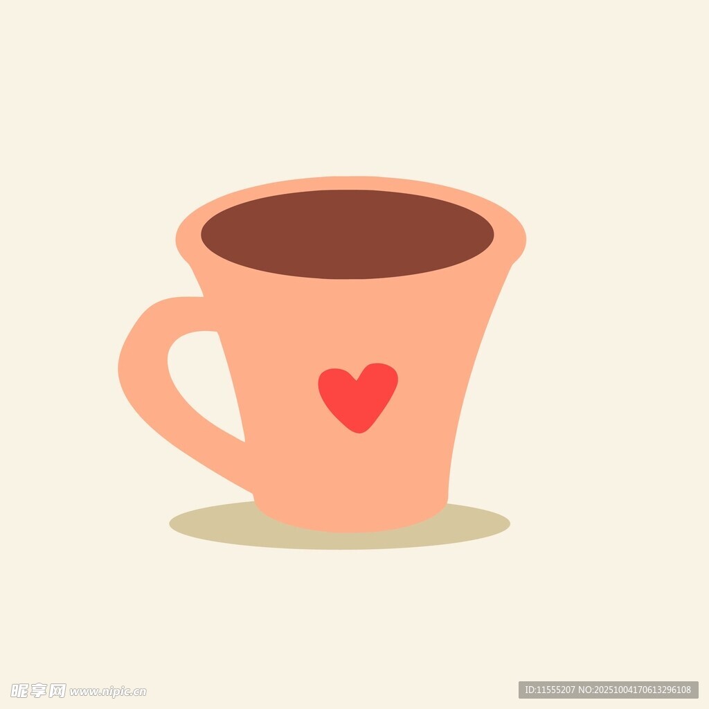 爱心图案的粉色咖啡杯