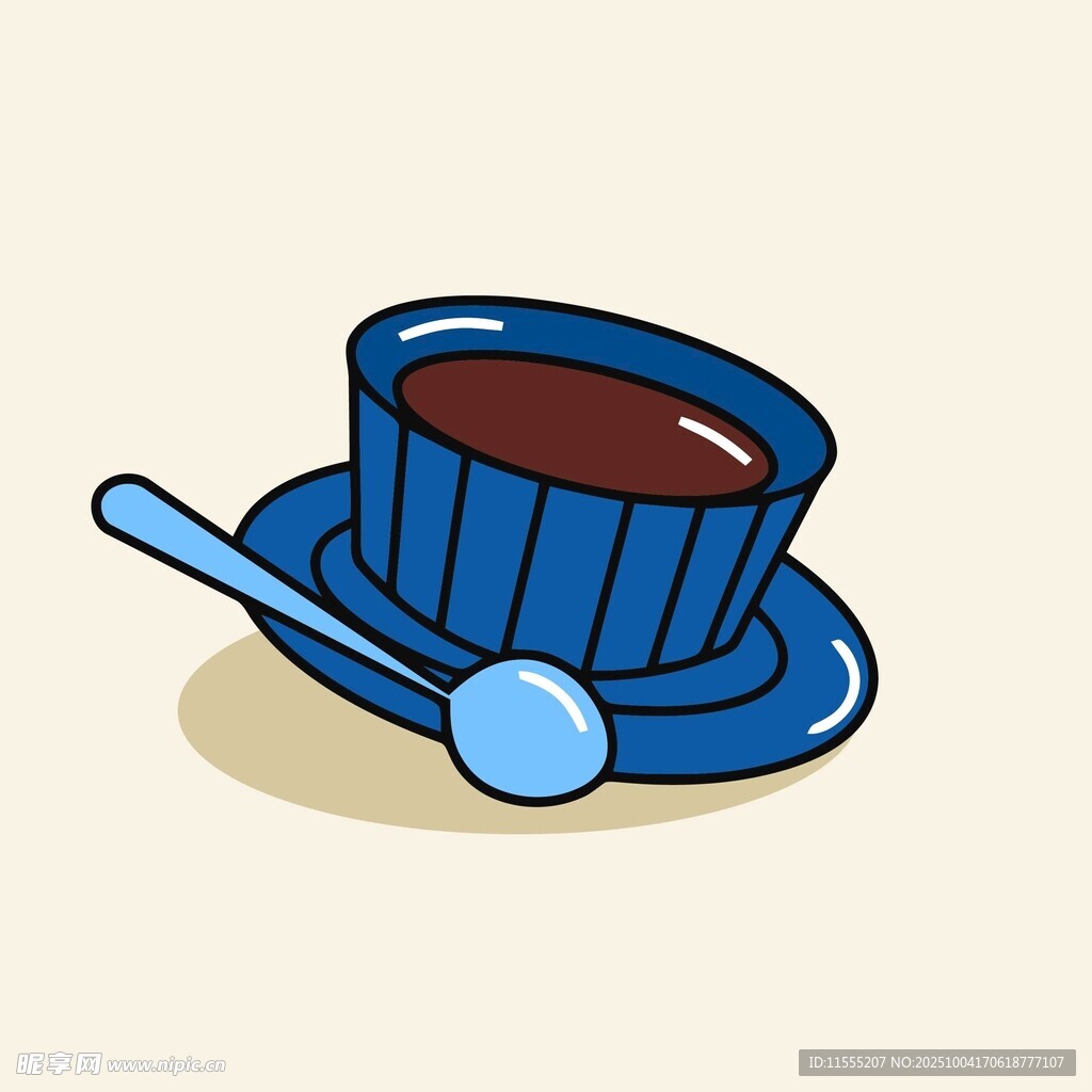 蓝色杯碟装的热饮