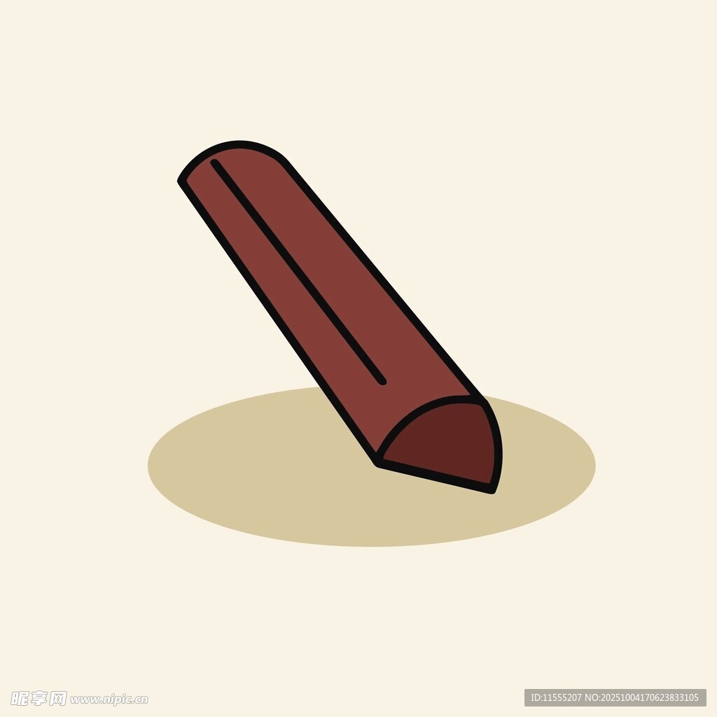 卡通风格的棕色铅笔