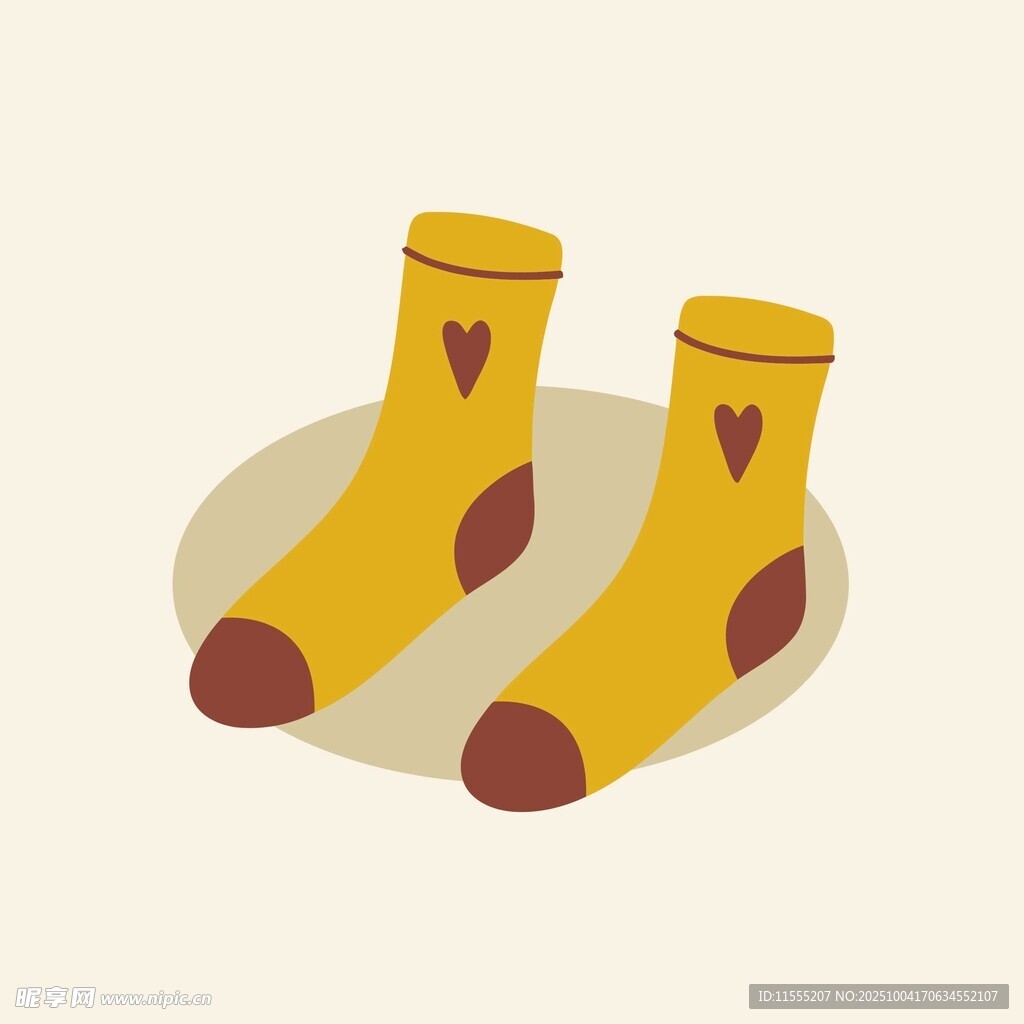 可爱心形图案黄色袜子