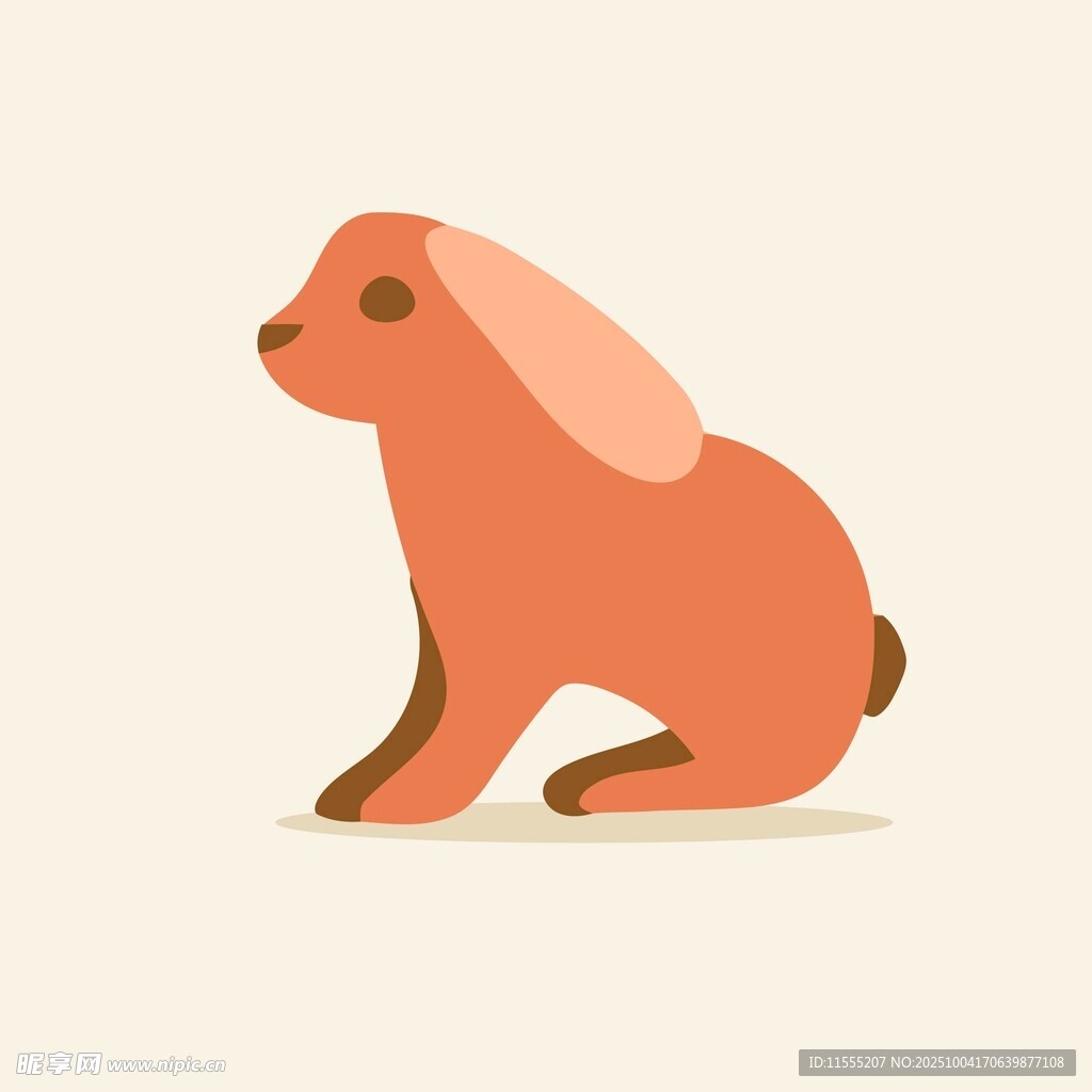 可爱坐姿小兔子插画