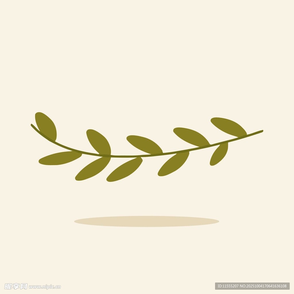 简约绿叶枝条插画