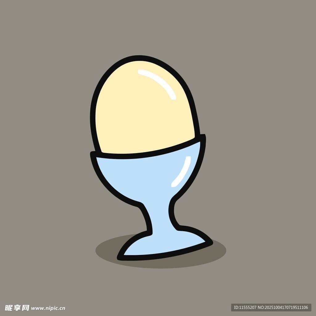 卡通蛋杯中的鸡蛋