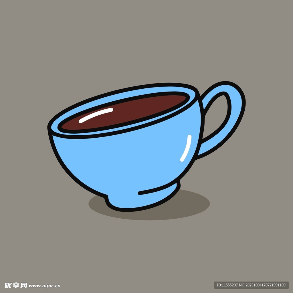 蓝色卡通茶杯装着饮品