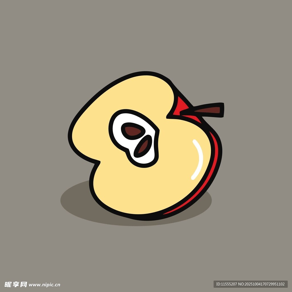 卡通风格切开的苹果形象