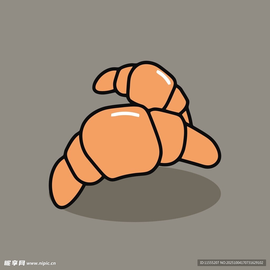 卡通风格的美味牛角面包