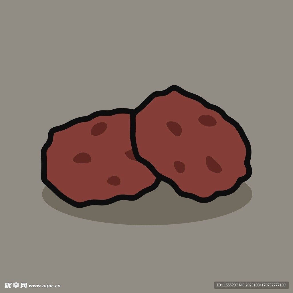 卡通风格的两块红色肉饼